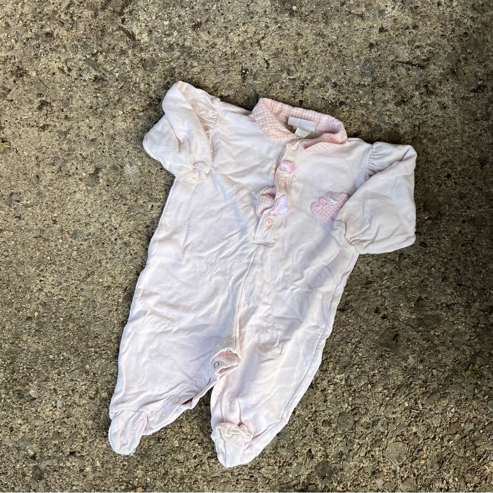 Doe Spun Light Pink Collared Footie Baby Onesie
